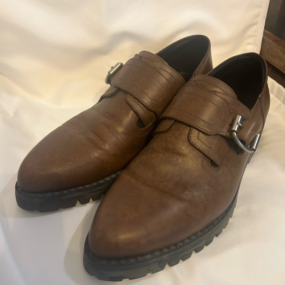 Jimmy Choo Tan Leather Slip-On Loafers